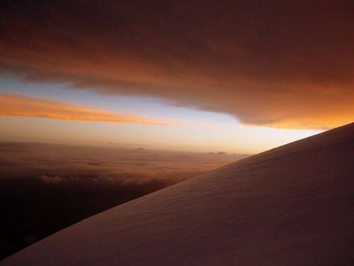 Sunrise below the summit.