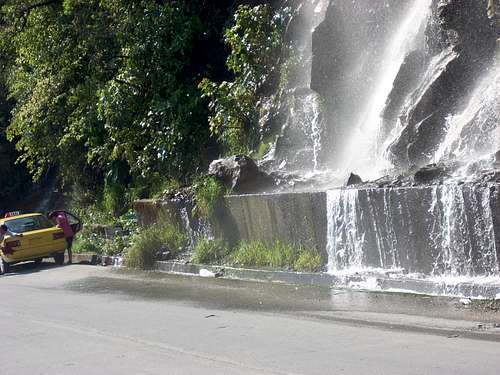 Waterfall on the road between Banos and Puyo.