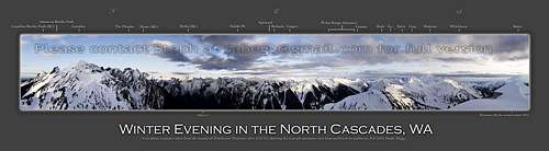 Labeled panorama of wintertime North Cascades