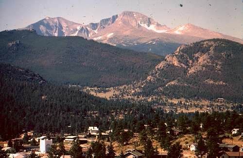 Longs and Meeker tower over Estes Park