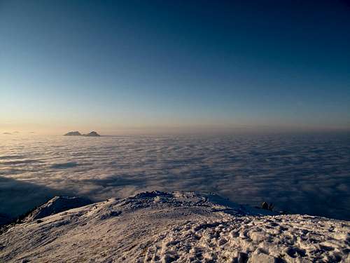 The Hochstaufen (1774m) jutting out of the sea of clouds
