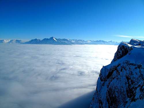 Sea of cloud above the broad Salzach valley and the Berchtesgadener Land
