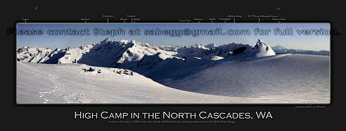 Labeled panorama of wintertime North Cascades 2
