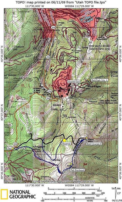 Flagstaff, Park BM, Bald Mtn. Map