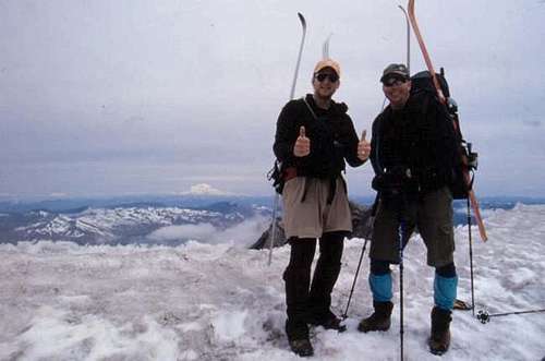 Thumbs up at the crater rim,...