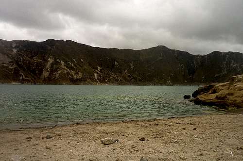 On the shores of Quilotoa crater lake