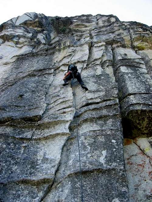 Climbing the first pitch of...