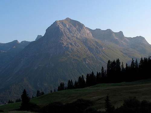 The Omesberg (2558 meters) above Lech am Arlberg in the evening light