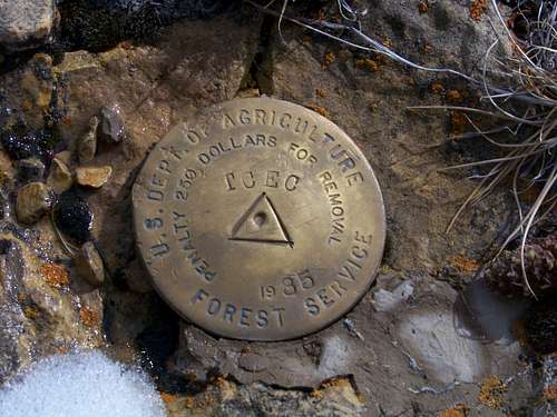 USGS Benchmark below summit