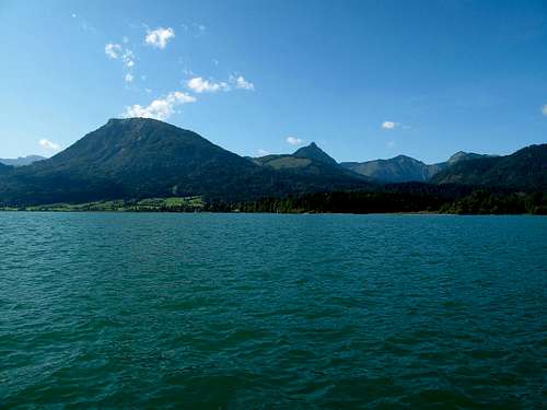 Looking across the Wolfgangsee to the Hoher Zinken (1764m)