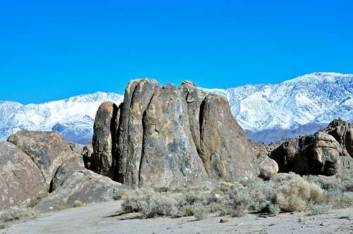 The Candy Store boulders and Inyo Mountains in the background