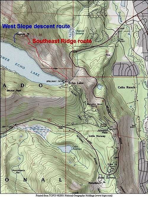 Area map showing Echo Summit,...