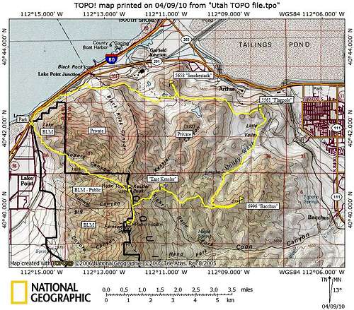 Map of Northern Oquirrh Peaks