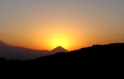 Ararat volcano in sunset.