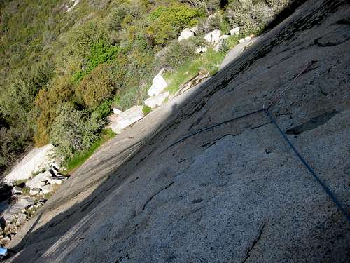 Looking down from belay