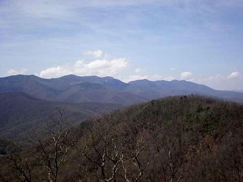 Most of the highest peaks of the Black Mountains, NC.