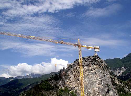 Cliff and crane