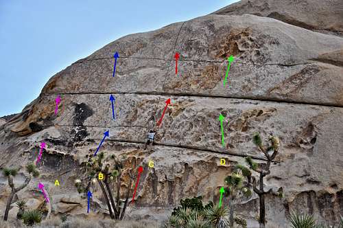 Routes of west face of the west wall