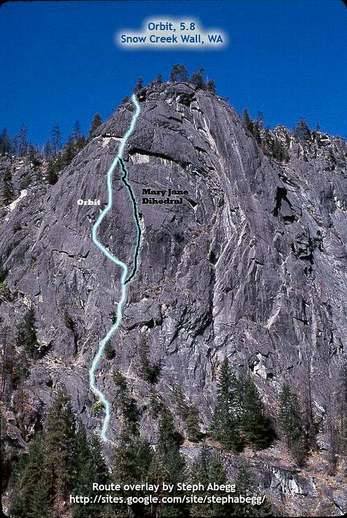 Route Overlay for Orbit, Snow Creek Wall, WA