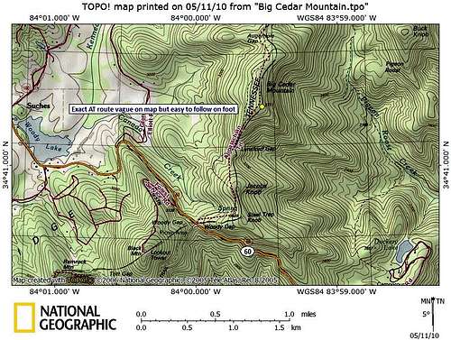 Big Cedar Mountain Route Map