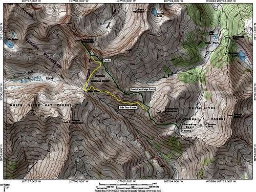 Topographic map of the routes...