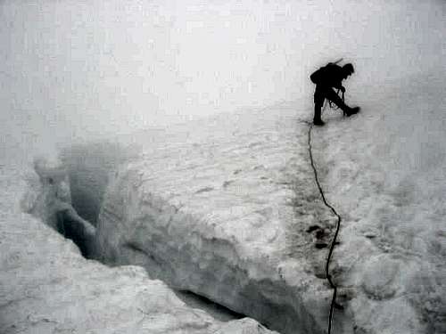 Next to a crevasse on the...