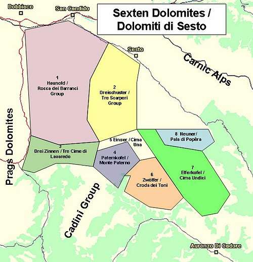 Overview map of the Sexten...