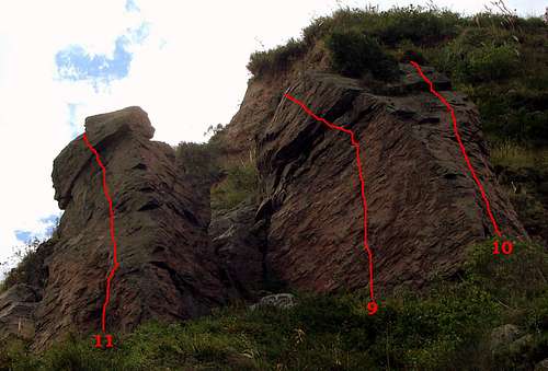 Upper slabs. Crags 2 and 3.