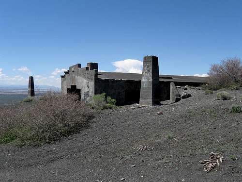 Concrete bunker atop south summit