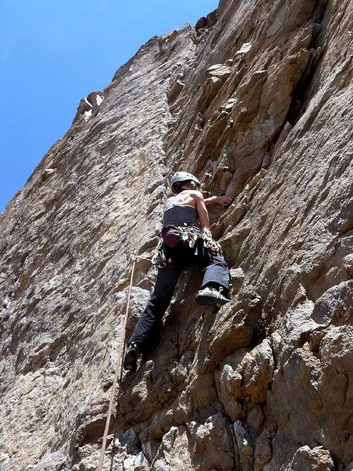 Lisa Climbing in the Lower Gorge