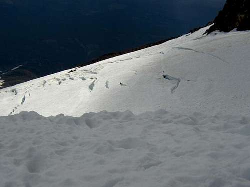 View of several crevasses...