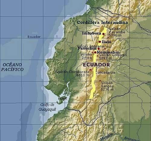 Ecuador. Cordillera Interandina Map