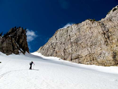 Skinning the Twin Couloirs