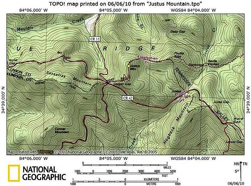 Justus Mountain Route Map