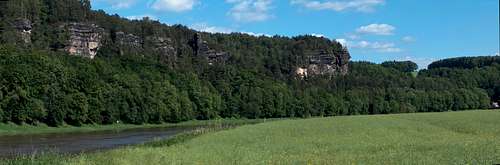 The Elbe's sandstone cliffs from Rathen