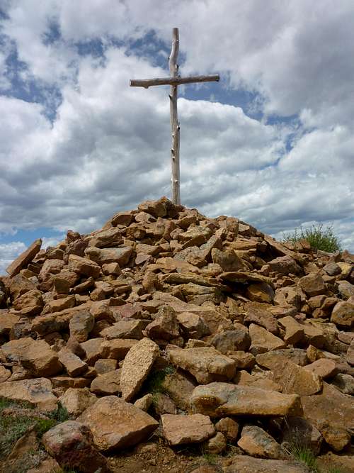 Huge summit cairn and cross