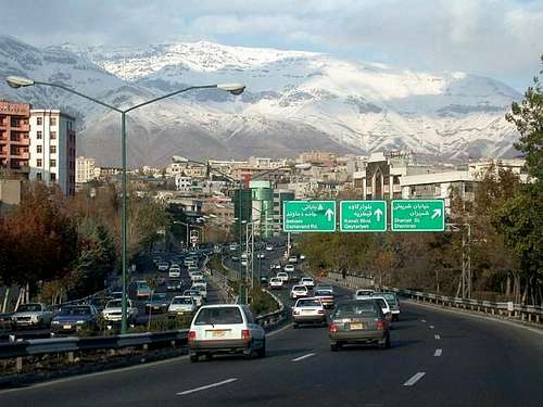 Tehran and the slopes of Mt....