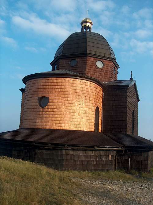 The wooden chapel on top of Radhošť