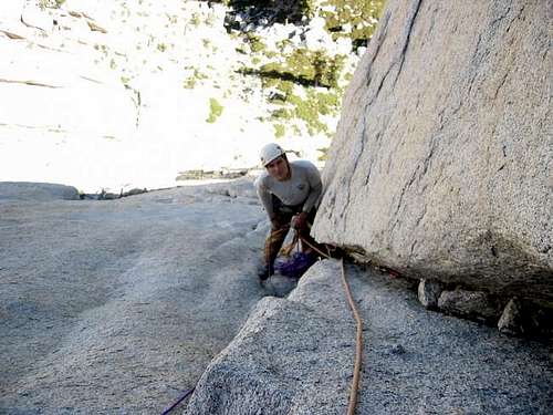 Stephen at the 5th belay,...
