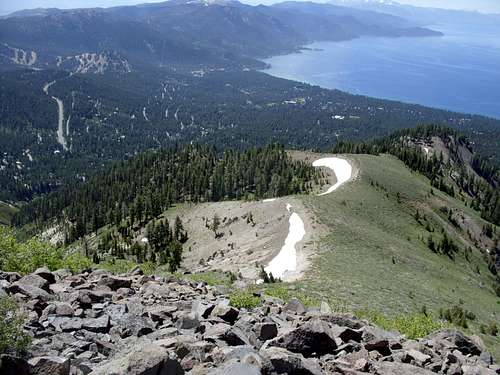 The trail down to Incline Village