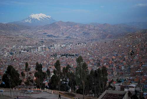 La Paz and Mt Illimani Bolivia