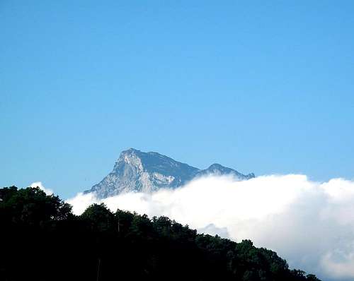 The Untersberg rising out of the morning fog