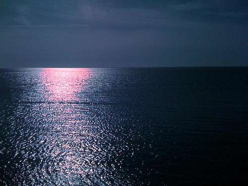 Moonlit sea towards the east