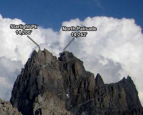 North Palisade and Starlight summits from the NW Ridge