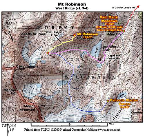 Mt Robinson West Ridge Map