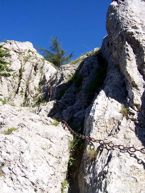 The upper section of the Klettersteig route of Turmstein