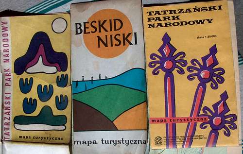 Vintage maps of the Tatras and Beskid Niski, from 1970