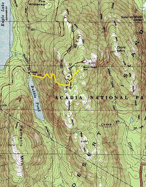 Cadillac West Face Trail Route Map