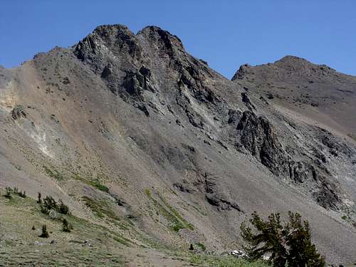 The Sisters viewed from the descent of Fourth of July Peak