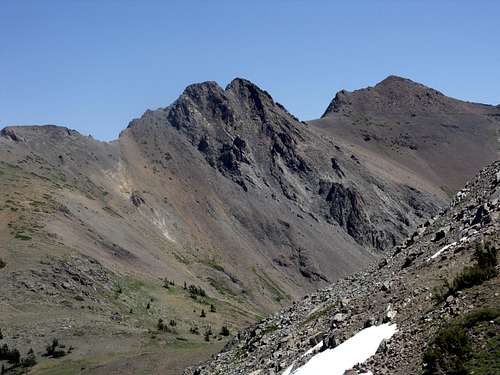 View of the Sisters from the north side Fourth of July Peak